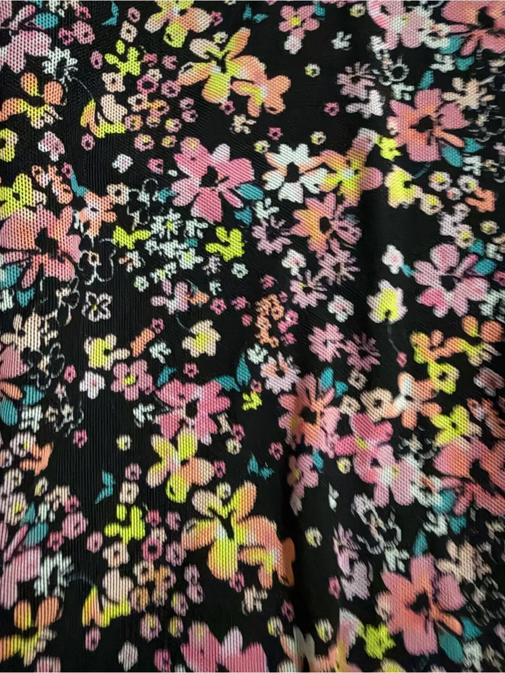 Justice - Floral Ruffle Sleeve Mesh Peasant Top - Size XLG/16-18